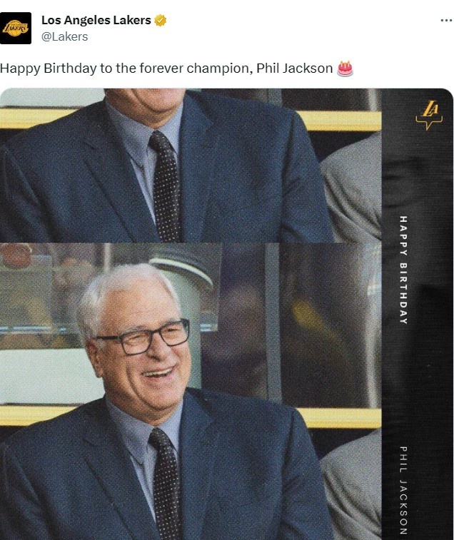 湖人官推：祝永远的冠军教头菲尔-杰克逊78岁生日快乐